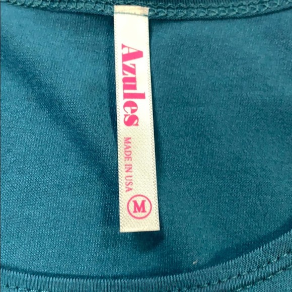 Women Short Sleeve Teal Blouse - Picture 7 of 11